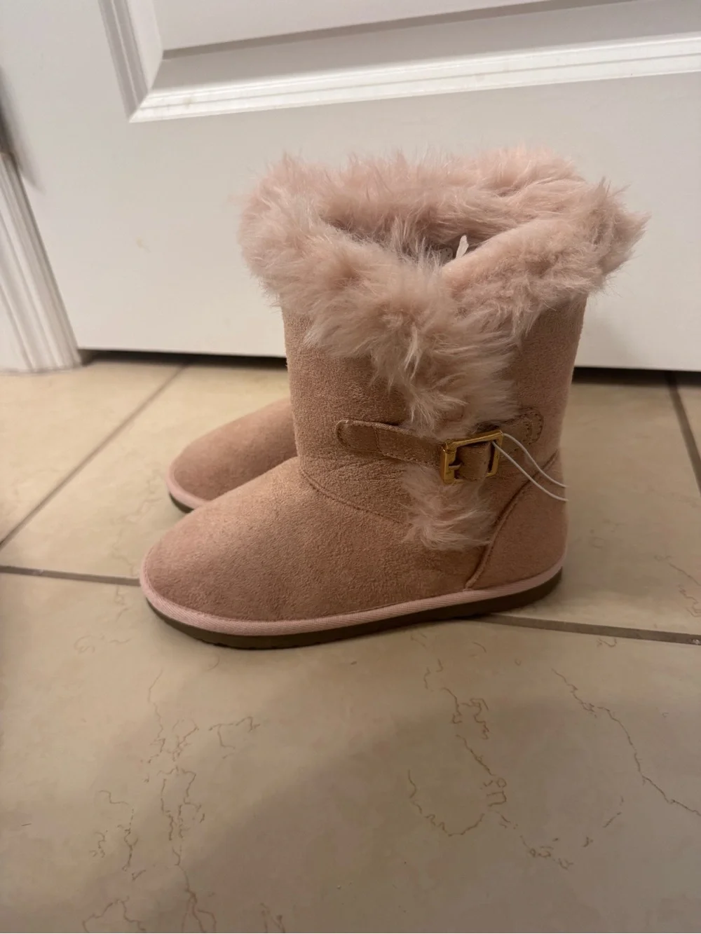 The Children's Place Blush Faux-Fur Suede Girls' Boot